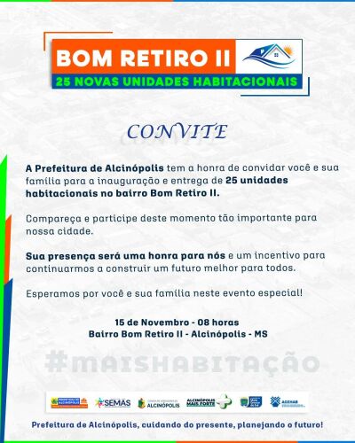 Imagem da notícia Prefeito Weliton entrega 25 casas no Bairro Bom Retiro II neste sábado em Alcinópolis